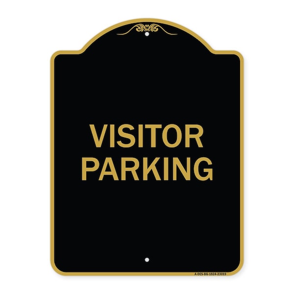 Reserved Parking Sign Visitor Parking, Black & Gold Aluminum Sign, 18" x 24", BG-1824-23019